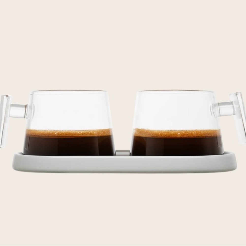 Pure Over Glass Espresso Set with White Tray